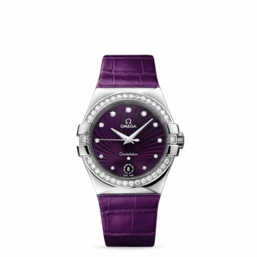 Omega Constellation Quartz 35 Stainless Steel / Diamond / Purple Supernova / Alligator 123.18.35.60.60.001 (12318356060001)
